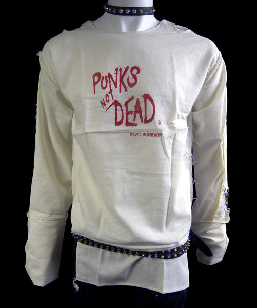 CAMISETA BONDAGE BLANCA PUNKS NOT DEAD